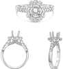 .60CT DIAMOND 14KT WHITE GOLD ROUND 3D FLOWER 4 PRONG SEMI MOUNT ENGAGEMENTRING