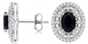 2.45CT DIAMOND & AAA SAPPHIRE 14KT WHITE GOLD OVAL & ROUND FLOWER HALO EARRINGS