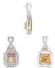 1.02CT WHITE PINK & FANCY YELLOW DIAMOND 14KT TRI COLOR GOLD DOUBLE HALO PENDANT