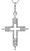 ESTATE .26CT DIAMOND 14KT WHITE GOLD CLASSIC 3 ROW DOUBLE CROSS FLOATING PENDANT