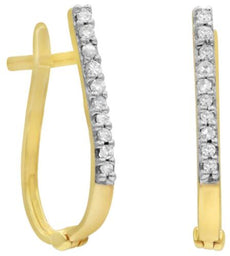 .10CT DIAMOND 14KT YELLOW GOLD ROUND CLASSIC OVAL LEVERBACK FUN HANGING EARRINGS