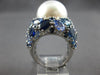 14.80CT AAA MULTI COLOR BLUE SAPPHIRE & AAA SOUTH SEA PEARL 18KT WHITE GOLD RING