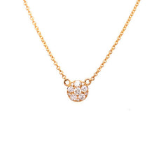 .29CT DIAMOND 18KT YELLOW GOLD 3D CLASSIC ROUND PAVE CLUSTER FLOWER FUN NECKLACE