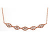 ESTATE .25CT DIAMOND 14KT ROSE GOLD 3D MULTI FLOWER BAR LOVE NECKLACE