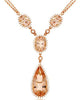9.05CT DIAMOND & AAA MORGANITE 14KT ROSE GOLD PEAR SHAPE & OVAL LARIAT NECKLACE