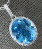 3.07CT DIAMOND & AAA BLUE TOPAZ 14KT WHITE GOLD 3D CLASSIC OVAL & ROUND PENDANT