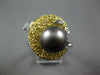 2.07CT DIAMOND & YELLOW SAPPHIRE & TAHITIAN PEARL 14KT WHITE GOLD DOLPHIN RING
