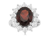 7.40CT DIAMOND & AAA GARNET 14KT WHITE GOLD 3D OVAL & ROUND PRINCESS DIANA RING