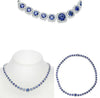 LARGE 28.68CT DIAMOND & AAA SAPPHIRE 18KT WHITE GOLD ROUND HALO TENNIS NECKLACE
