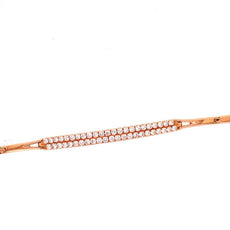 .83CT DIAMOND 18KT ROSE GOLD 3D CLASSIC ROUND 2 ROW DOUBLE BAR TENNIS BRACELET