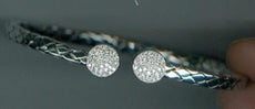 .36CT DIAMOND 18KT WHITE GOLD 3D ROUND PAVE FLEXIBLE MESH BANGLE CUFF BRACELET