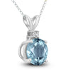 .27CT DIAMOND & AAA AQUAMARINE 14KT WHITE GOLD ROUND SOLITAIRE FLOATING PENDANT