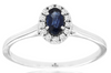 .38CT DIAMOND & AAA SAPPHIRE 14KT WHITE GOLD OVAL & ROUND FLOWER FRIENDSHIP RING