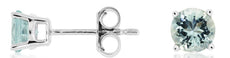 ESTATE .88CT AAA AQUAMARINE 14KT WHITE GOLD CLASSIC ROUND 4 PRONG STUD EARRINGS