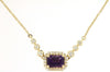 1.25CT DIAMOND & AAA AMETHYST 14KT YELLOW GOLD EMERALD CUT & ROUND HALO NECKLACE