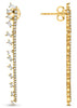 LARGE .98CT DIAMOND 14KT YELLOW GOLD 3D ROUND & BAGUETTE FUN CHANDELIER EARRINGS