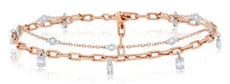 .44CT DIAMOND 18KT WHITE & ROSE GOLD ROUND & BAGUETTE BY THE YARD LOVE BRACELET