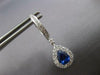3.11CT DIAMOND & AAA SAPPHIRE 18K WHITE GOLD PEAR SHAPE & ROUND HANGING EARRINGS