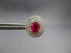 LARGE 1.39CT DIAMOND & AAA RUBY 14K WHITE GOLD OVAL & ROUND FLOWER STUD EARRINGS