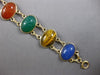 ANTIQUE EXTRA LARGE MULTI COLOR GEM 14KT YELLOW GOLD HANDCRAFTED BRACELET #27931