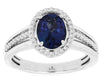 1.50CT DIAMOND & AAA TANZANITE 14KT WHITE GOLD OVAL & ROUND HALO ENGAGEMENT RING
