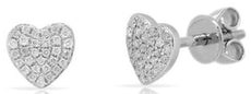ESTATE .16CT DIAMOND 14KT WHITE GOLD CLASSIC PAVE HEART SHAPE LOVE STUD EARRINGS