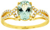 1.24CT DIAMOND & AAA AQUAMARINE 14KT YELLOW GOLD OVAL & ROUND INFINITY LOVE RING