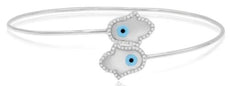 3.42CT DIAMOND & AAA MOTHER OF PEARL 14K WHITE GOLD DOUBLE HAMSA CHAMSA BRACELET