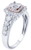 .67CT DIAMOND 18KT WHITE AND ROSE GOLD 3D ROUND DOUBLE HALO SQUARE OCTAGON RING