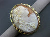 ANTIQUE LARGE 14K YELLOW & ROSE GOLD FLORAL LADY SHELL CAMEO PENDANT & PIN 22497