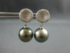 LARGE .54CT DIAMOND & AAA TAHITIAN PEARL 14KT WHITE GOLD 3D FUN HANGING EARRINGS