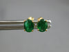 ESTATE .90CT AAA EMERALD 14KT YELLOW GOLD 3D OVAL SOLITAIRE STUD EARRINGS #27587