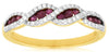 ESTATE .47CT DIAMOND & AAA RUBY 14KT 2 TONE GOLD INFINITY ROPE ANNIVERSARY RING
