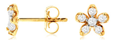 ESTATE .25CT DIAMOND 14KT YELLOW GOLD 3D SIX STONE FLOWER CLASSIC STUD EARRINGS