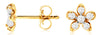 ESTATE .25CT DIAMOND 14KT YELLOW GOLD 3D SIX STONE FLOWER CLASSIC STUD EARRINGS