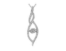 .30CT DIAMOND 14KT WHITE GOLD 3D FLOWER DOUBLE LEAF TEAR DROP FLOATING PENDANT