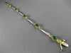 ESTATE 2.30CT DIAMOND & AAA EMERALD 14K TWO TONE GOLD 3D 3 STONE TENNIS BRACELET