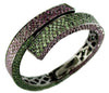 26.0CT AAA MULTI COLOR SAPPHIRE 925 SILVER MULTI ROW CRISS CROSS BANGLE BRACELET