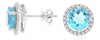 ESTATE 3.73CT DIAMOND & AAA BLUE TOPAZ 14KT WHITE GOLD ROUND HALO STUD EARRINGS