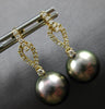 .27CT DIAMOND & AAA TAHITIAN PEARL 14KT YELLOW GOLD TEAR DROP HANGING EARRINGS