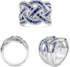 LARGE 2.45CT DIAMOND & AAA SAPPHIRE 14KT WHITE GOLD MULTI ROW CRISS CROSS RING