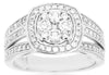 ESTATE 1.0CT DIAMOND 14KT WHITE GOLD 3D CLUSTER SQUARE HALO FUN RING
