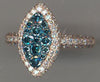 1.68CT WHITE & BLUE DIAMOND 14K ROSE GOLD CLUSTER MARQUISE SHAPE FRIENDSHIP RING
