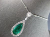 CERTIFIED LARGE 11.68CT DIAMOND & AAA COLUMBIAN EMERALD 18KT WHITE GOLD PENDANT