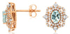 1.24CT DIAMOND & AAA AQUAMARINE 14KT ROSE GOLD OVAL & ROUND FLOWER STUD EARRINGS