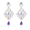 16.73CT DIAMOND & AAA MULTI GEM 18KT WHITE GOLD 3D TEAR DROP HANGING EARRINGS