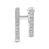 .17CT DIAMOND 14K WHITE GOLD 3D CLASSIC DOUBLE HUGGIE 2 ROW FUN HANGING EARRINGS