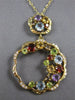 3.42CT DIAMOND & AAA MULTI GEM 14KT YELLOW GOLD 3D DOUBLE FLOWER LOVE NECKLACE