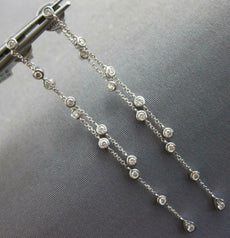 .86CT DIAMOND 18K WHITE GOLD ROUND BEZEL BY THE YARD INSIDE OUT HANGING EARRINGS