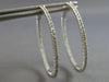 ESTATE LARGE 1.10CT DIAMOND 14KT WHITE GOLD 3D INSIDE OUT HOOP HANGING EARRINGS